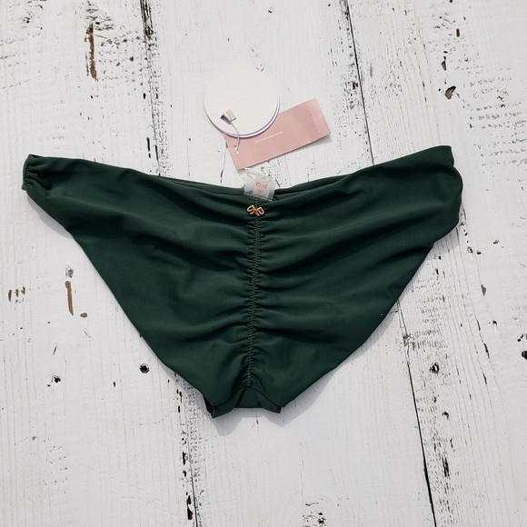 PILYQ Green Envy Basic Ruched Full Bikini Swim Bottoms Women's Size Medium NEW - Picture 7 of 14